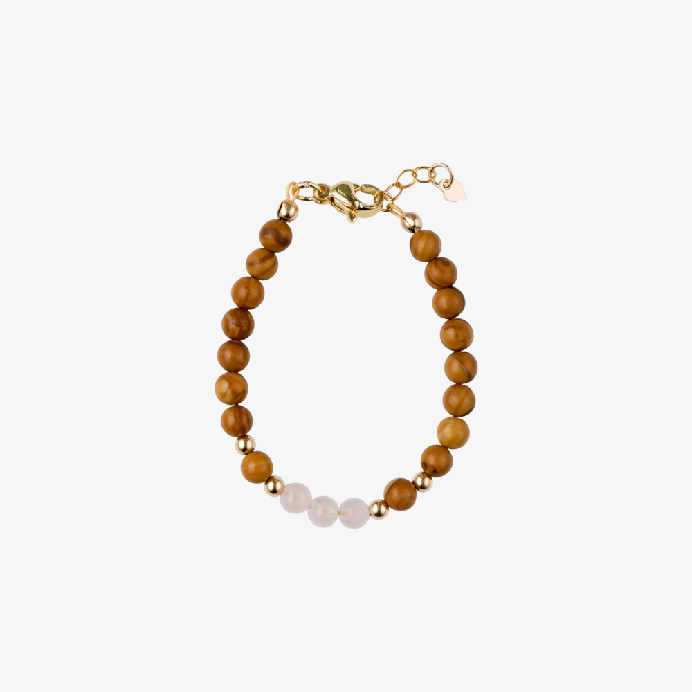 Grain Stone With Beads - Wood And Rose