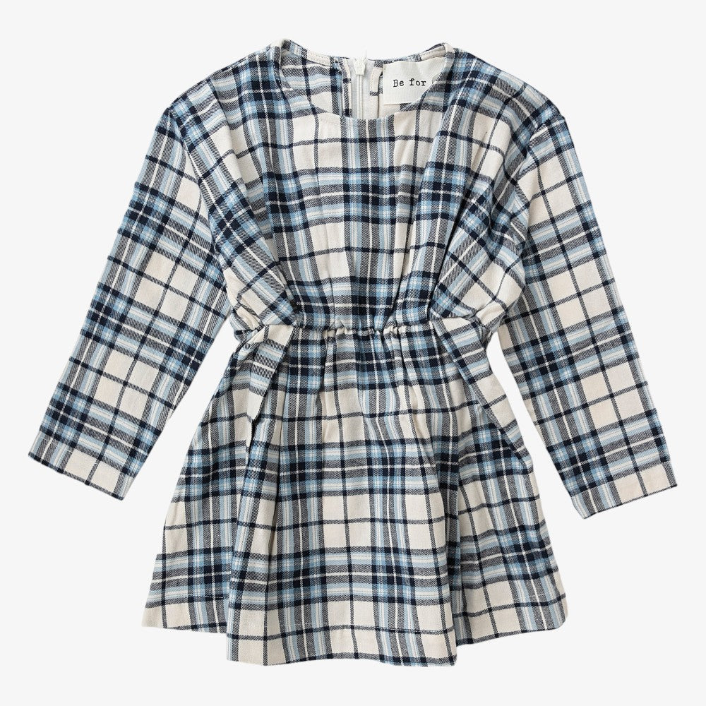 Plaid Maxi Dress - Cream&blue