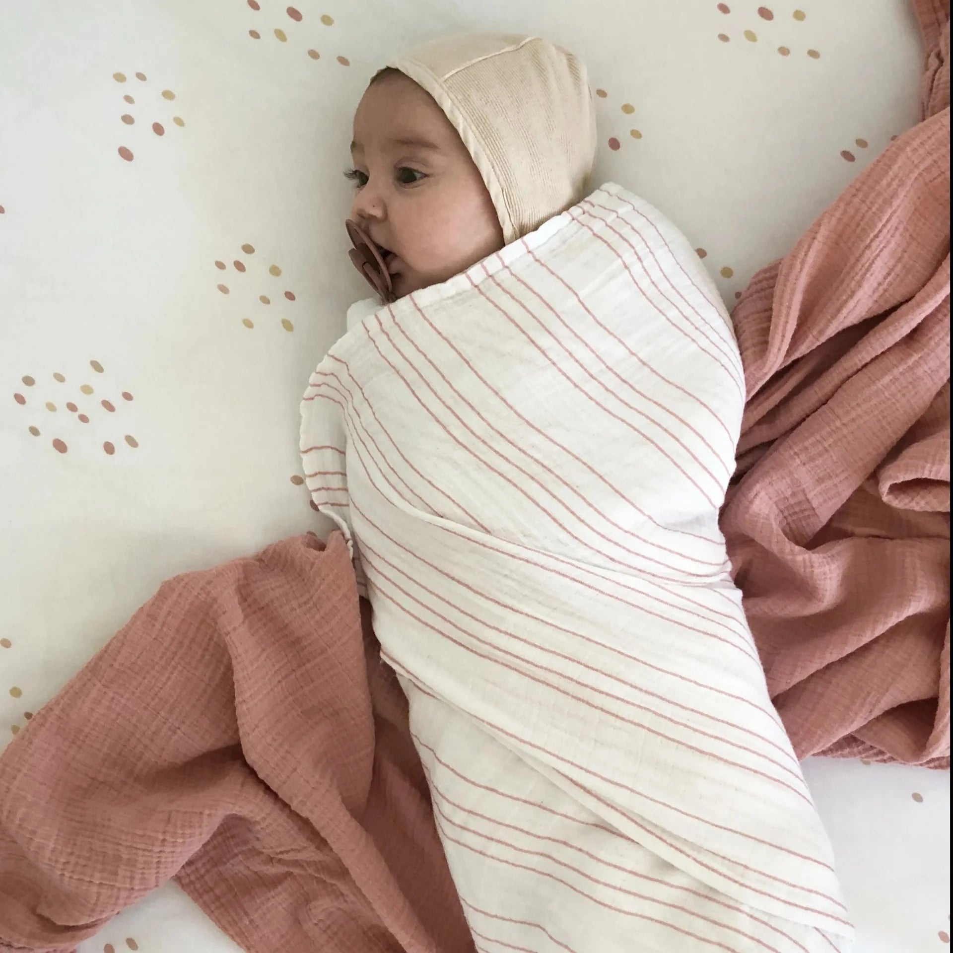 Muslin Swaddle 3 Pack - Mauve/pink