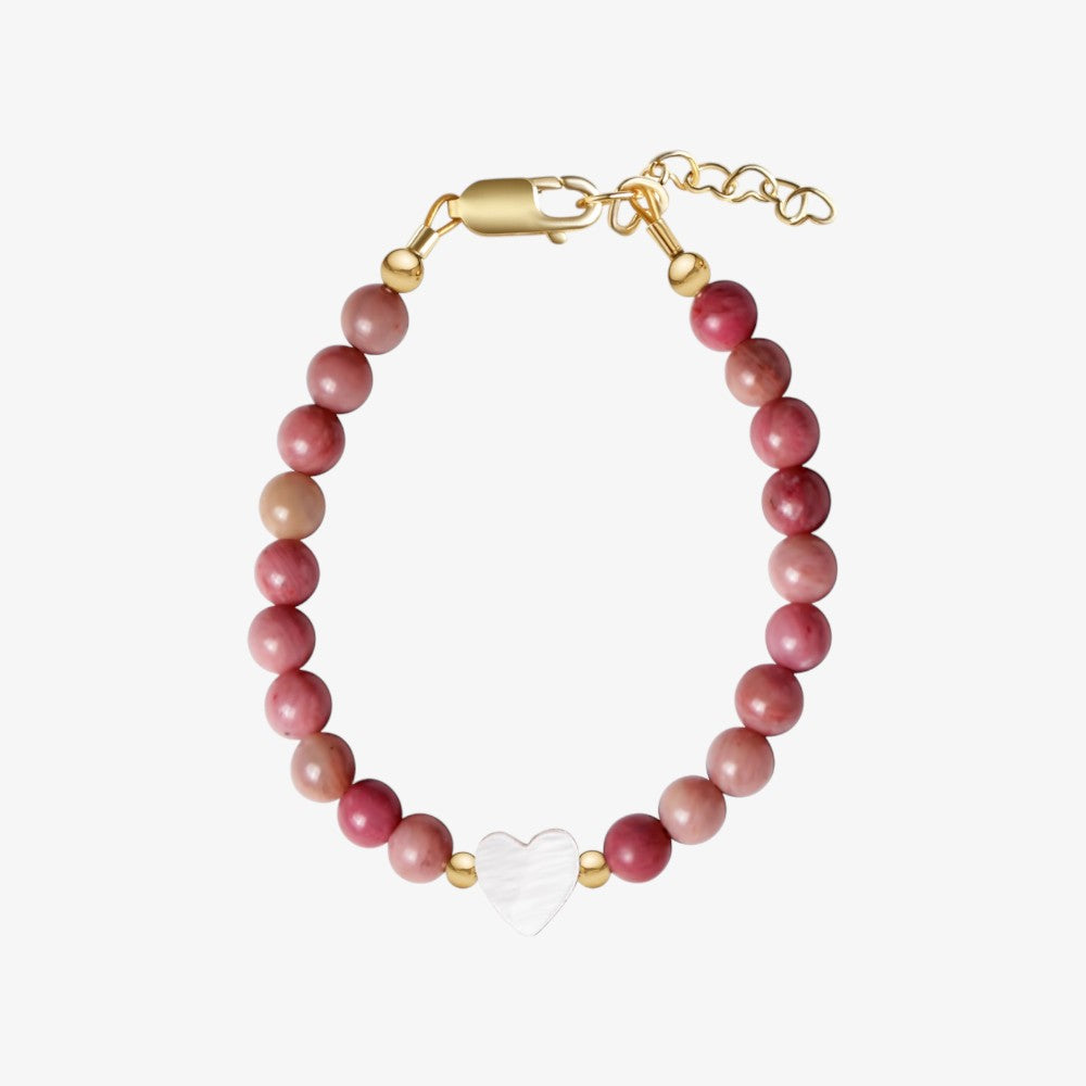 Beads With Hanging Heart Bracelet - Mauve