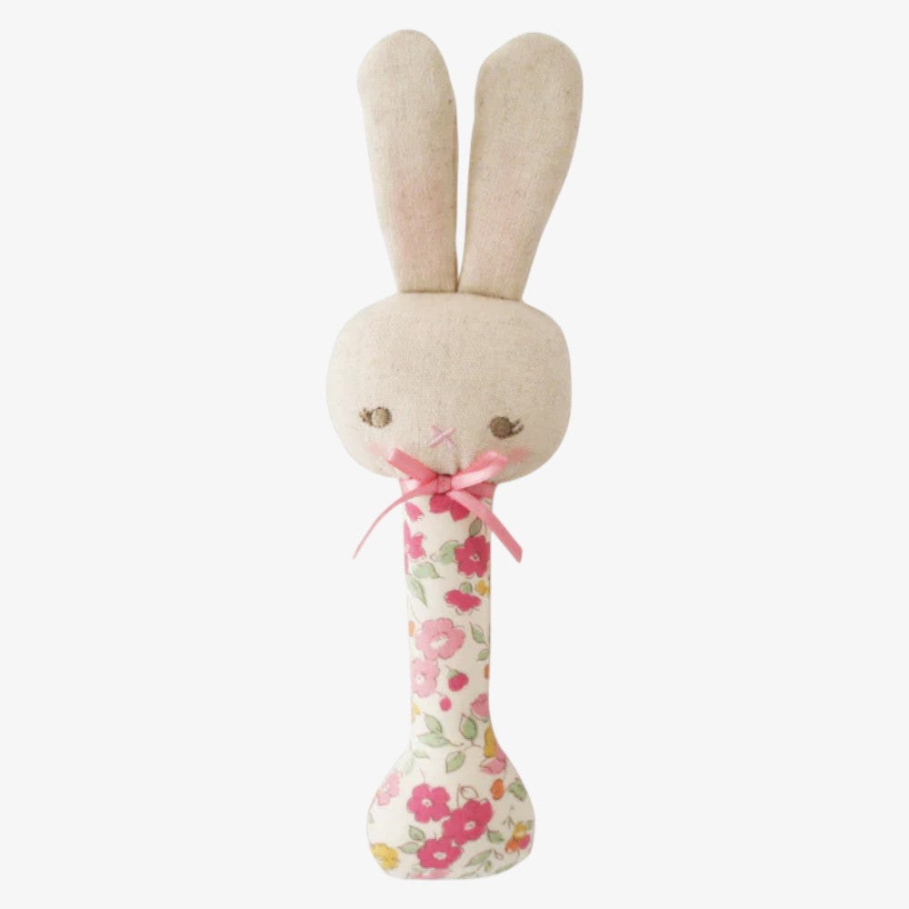 Baby Bunny Stick Rattle - Rose Garden