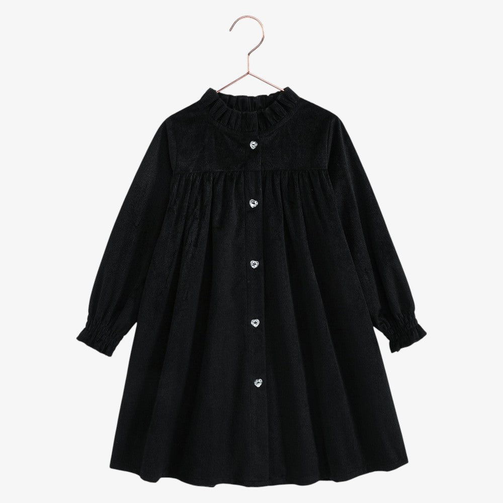 Isla Velvet Rib Dress - Black