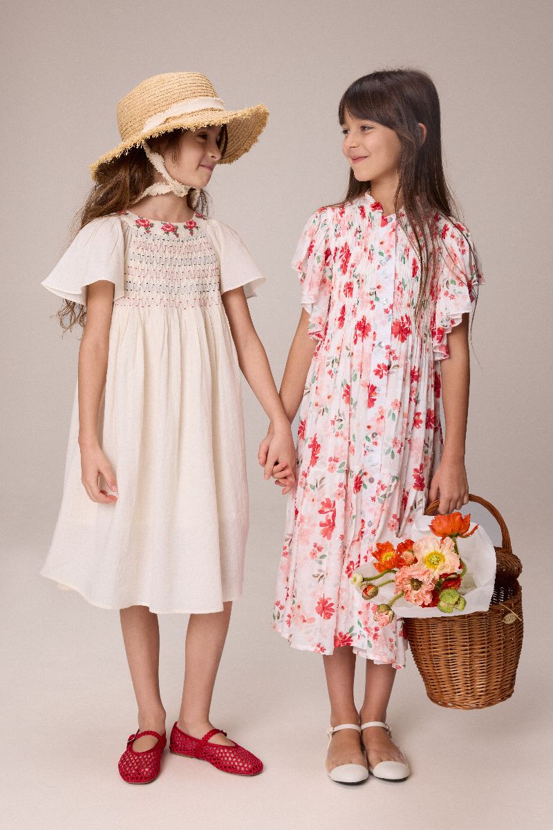 Roses Dress - Ivory & Red