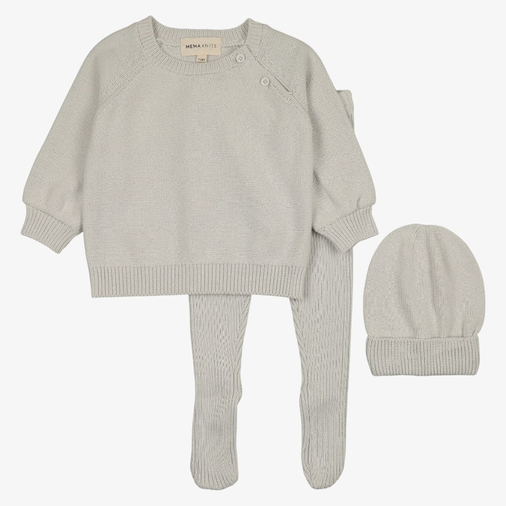 Knit Top And Pants With Hat - Grey Dawn
