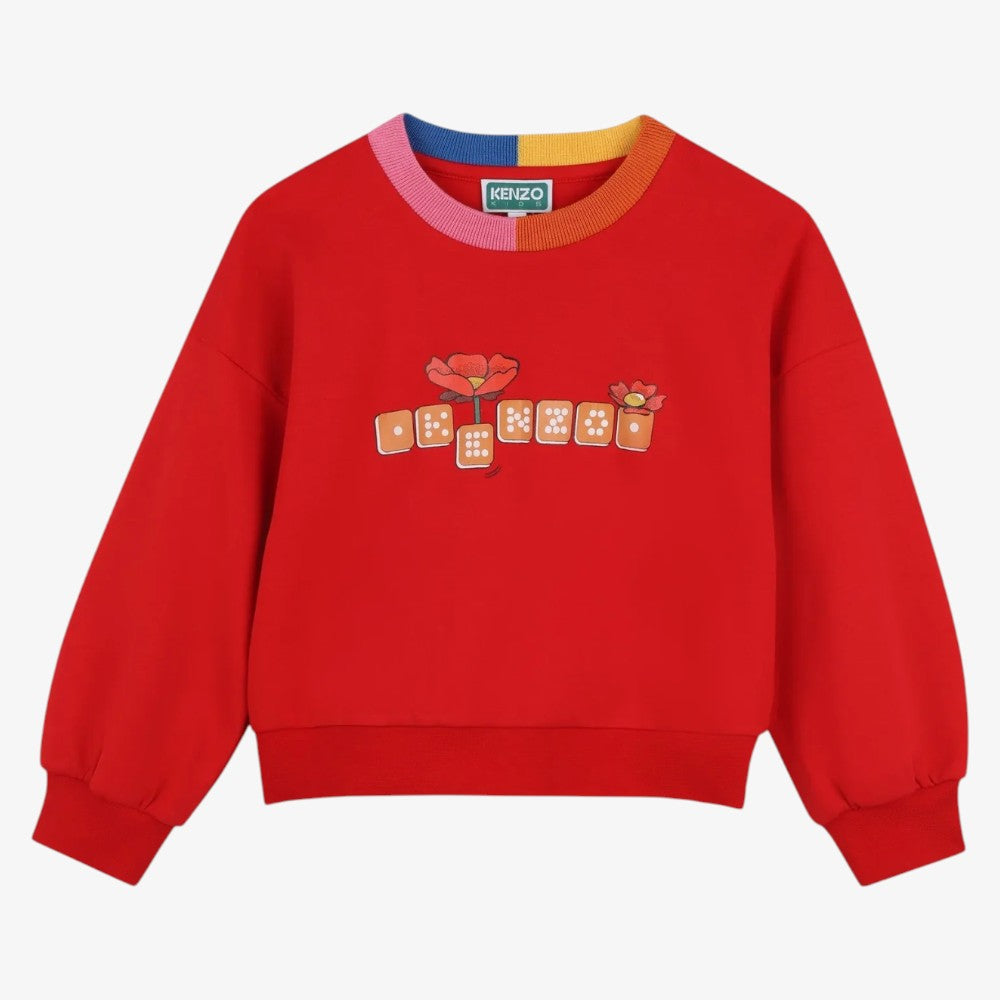 Contrast Collar Sweatshirt - Bright Red
