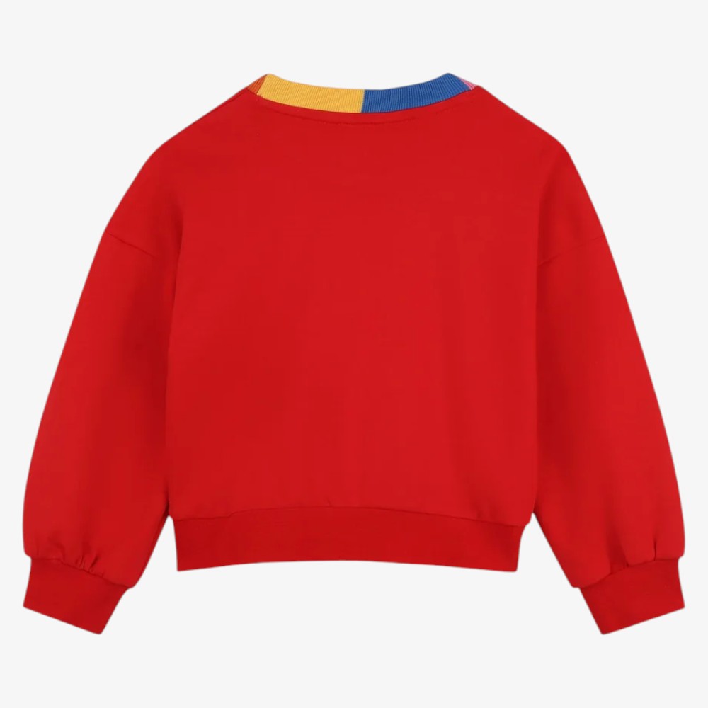 Contrast Collar Sweatshirt - Bright Red