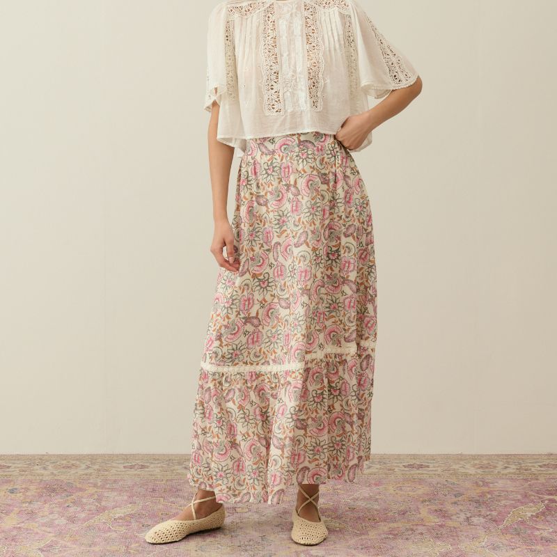 Jansiane Skirt - Cream Flowers