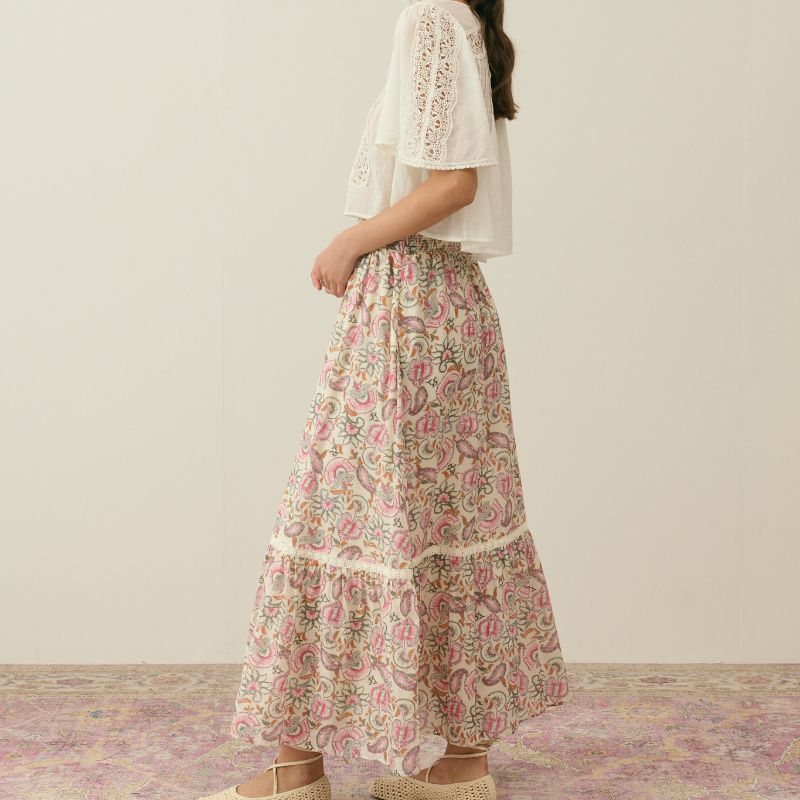 Jansiane Skirt - Cream Flowers