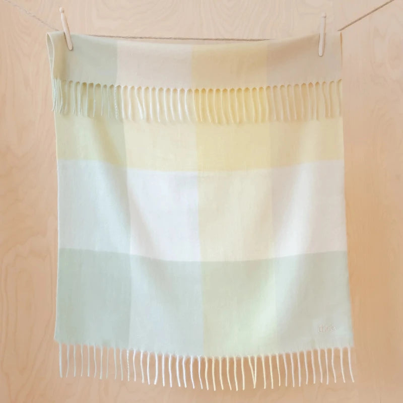 Lambswool Blanket - Green Block Check