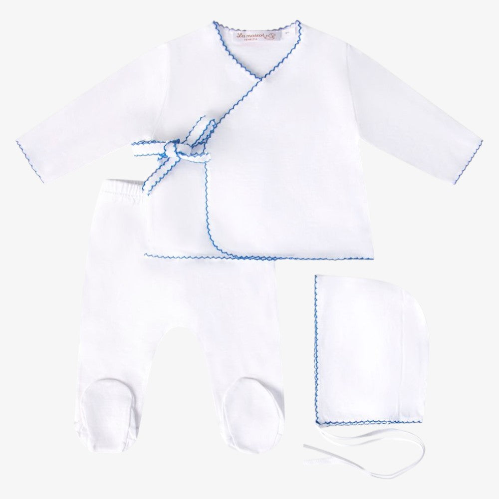 Wrap 3 Piece Set - White & Blue