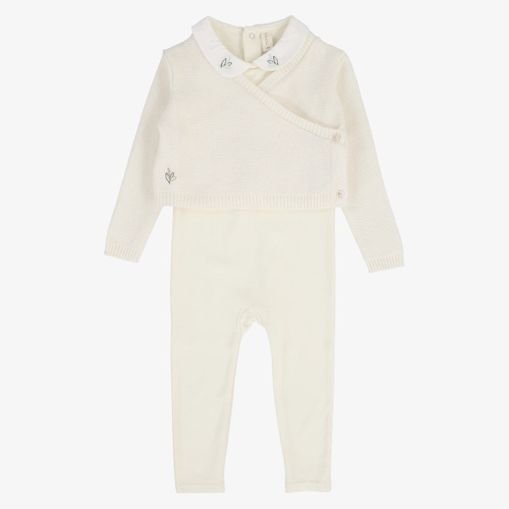 Knit Wrap Footie - Cream