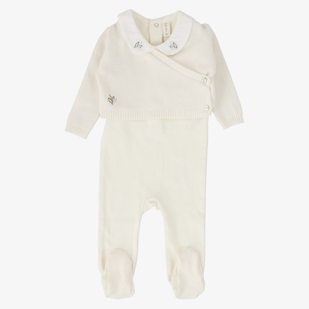 Knit Wrap Footie - Cream