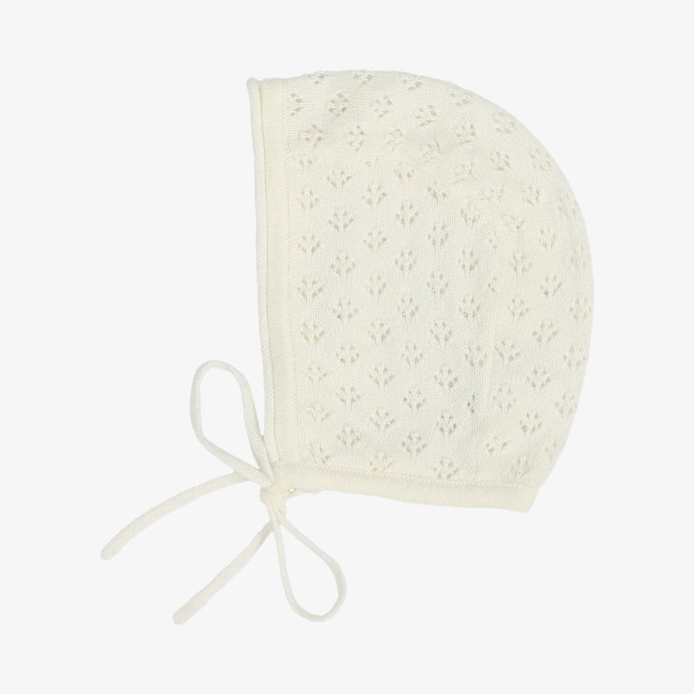 Knit Pointelle Bonnet - Ivory