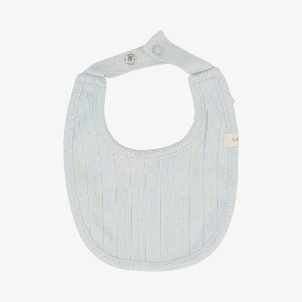 Fine Pointelle Bib - Sky Blue