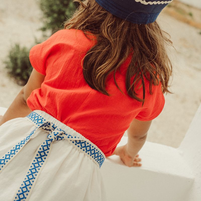 Bordalo Midi Skirt - Ecru & Royal Blue