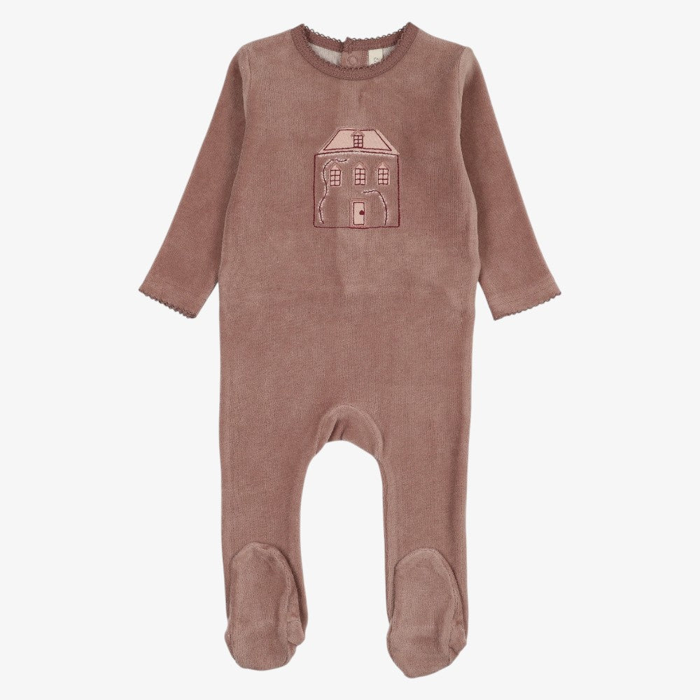 Stitch Velour Footie - Mauve