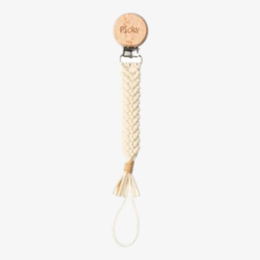 Macrami Braided Paci Clip - Beige
