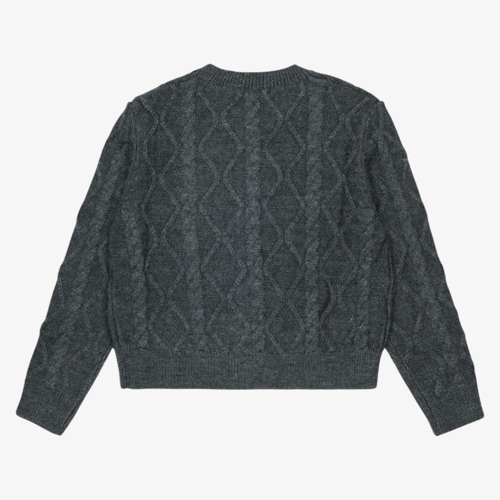 Flower Cable Cardigan - Grey
