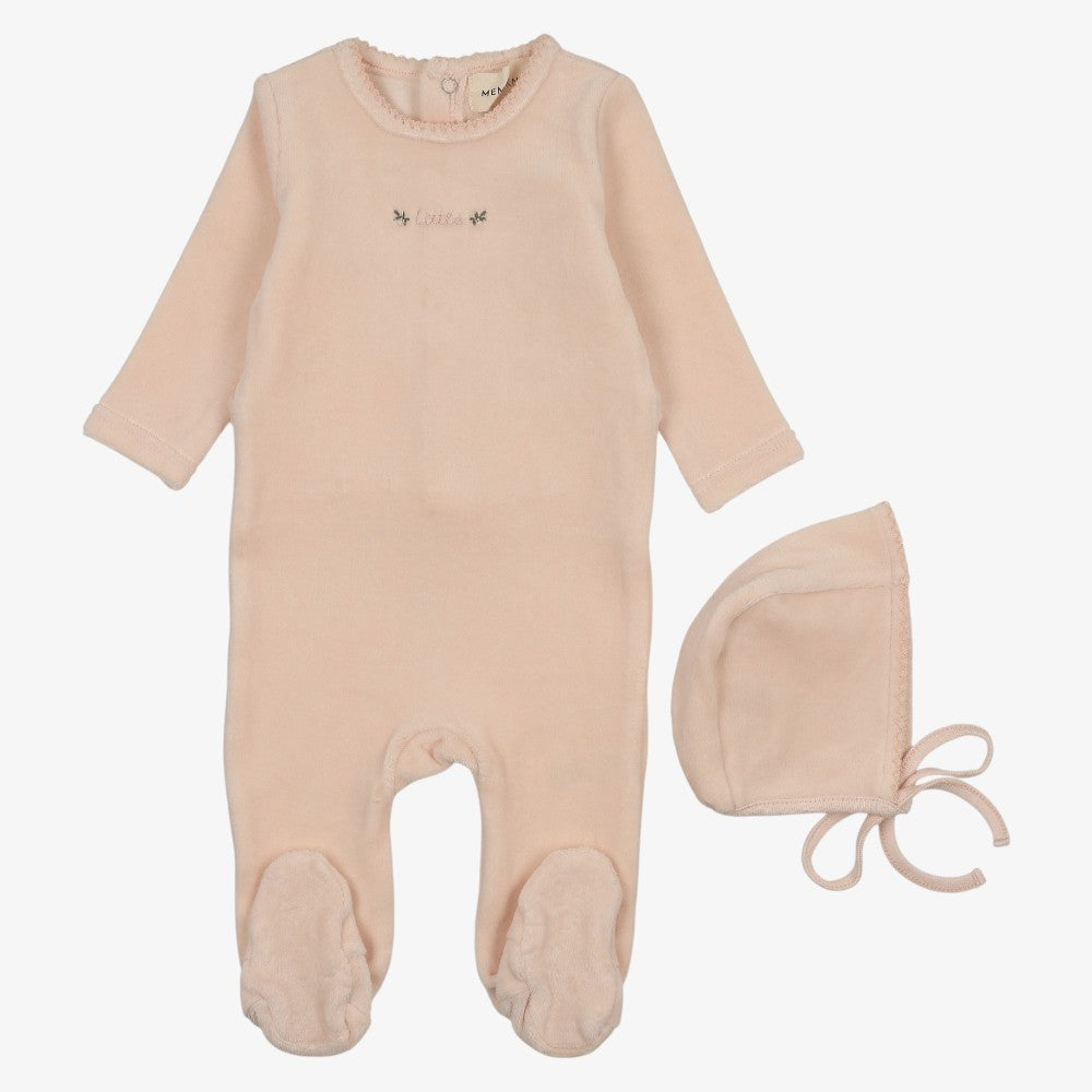 Velour Wrap Footie And Bonnet - Baby Blush