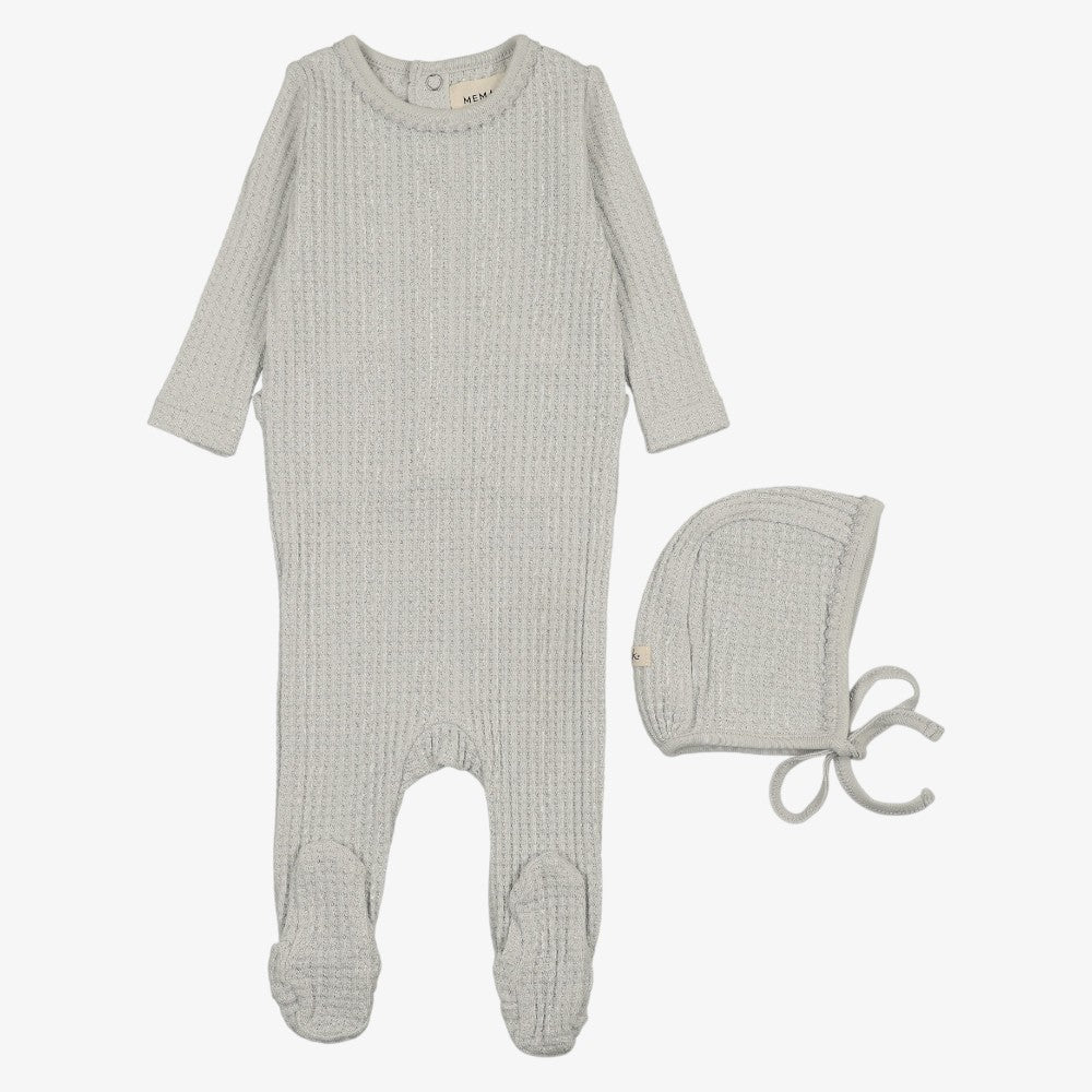Honeycomb Footie And Hat (9M) - Grey Dawn