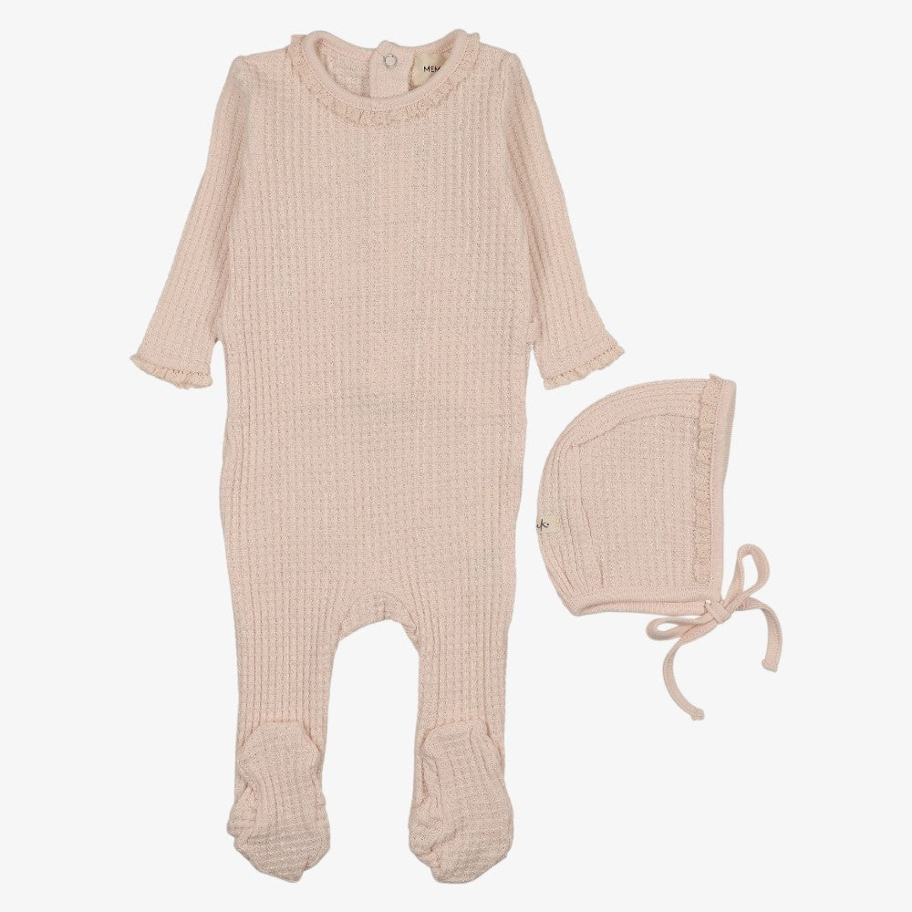 Honeycomb Footie And Hat (9M) - Blush