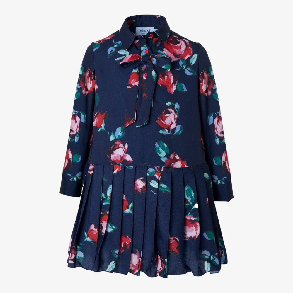 Pleated Shirt LL Dress - Rose Print