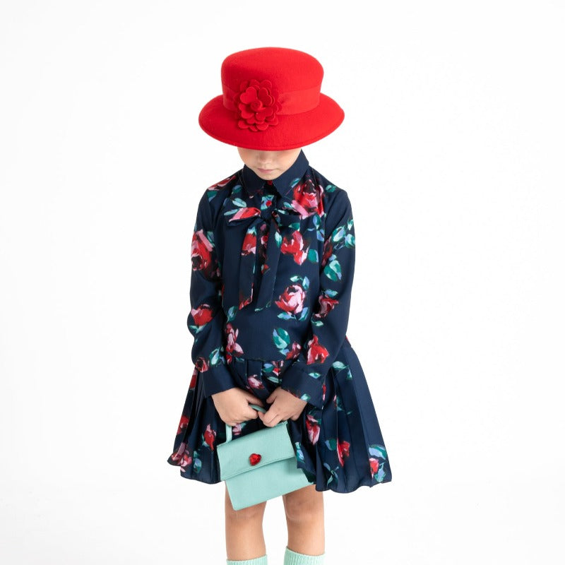 Pleated Shirt LL Dress - Rose Print