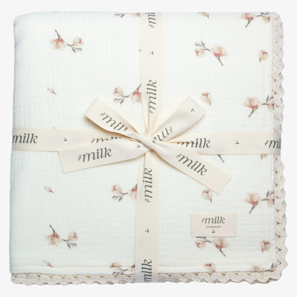 Lace Edge Blanket - Blossom Ivory