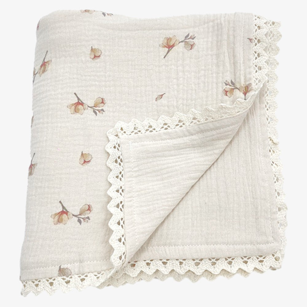 Lace Edge Blanket - Blossom Ivory