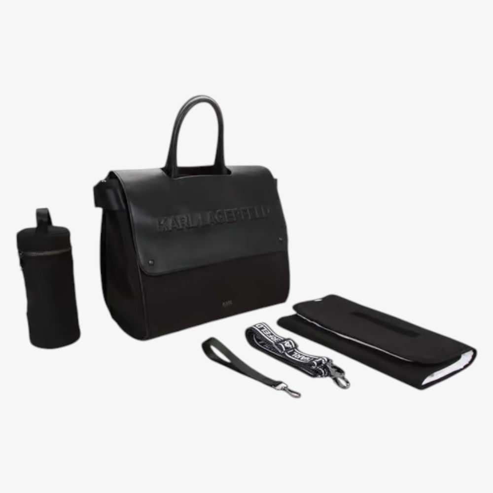 Logo Diaper Bag With Mat - Black