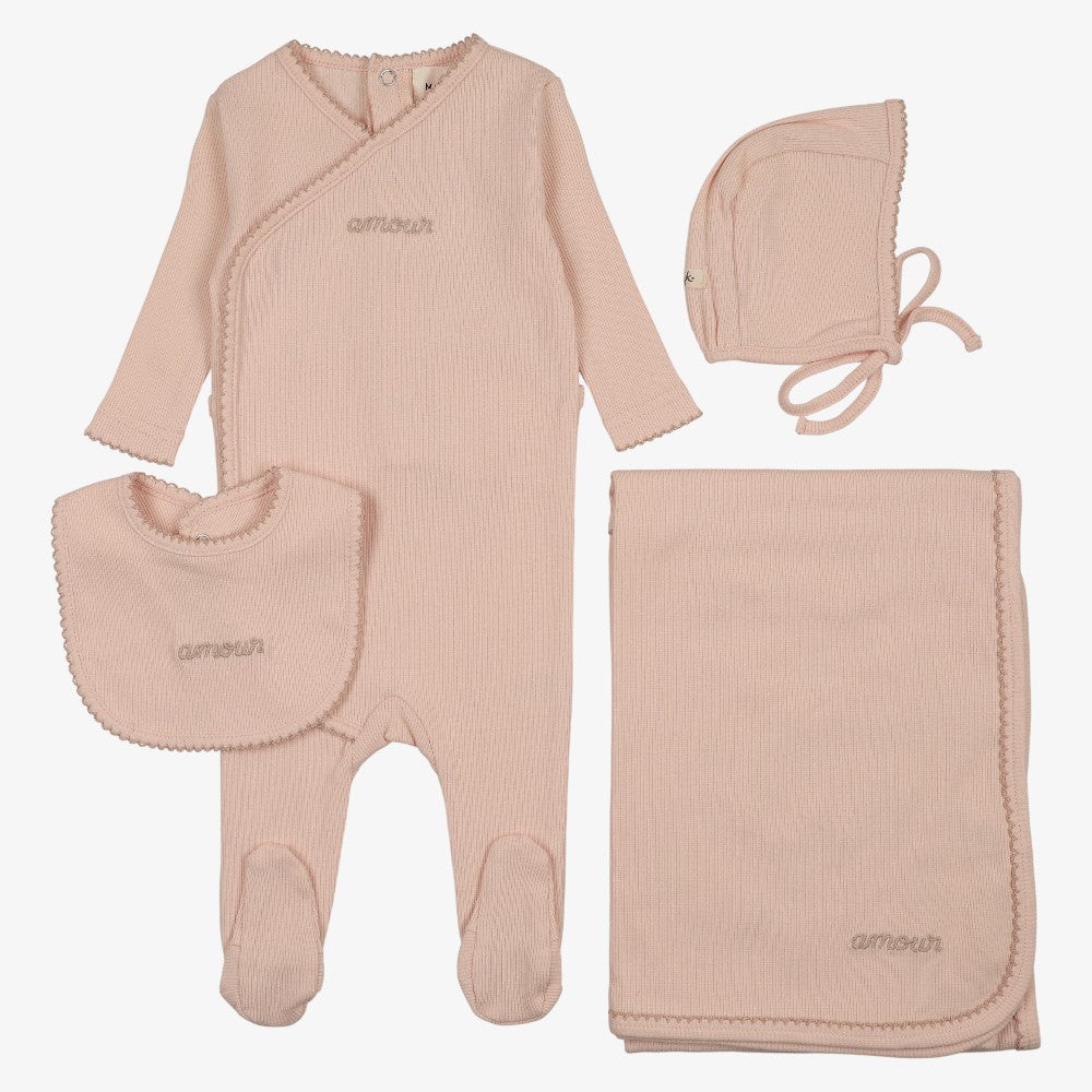 Amour Embroidered Take Me Home Set - Rose & Pale Pink