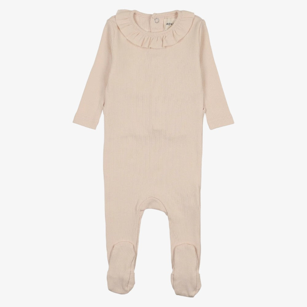 Rib Ruffle Collar Footie - Light Pink