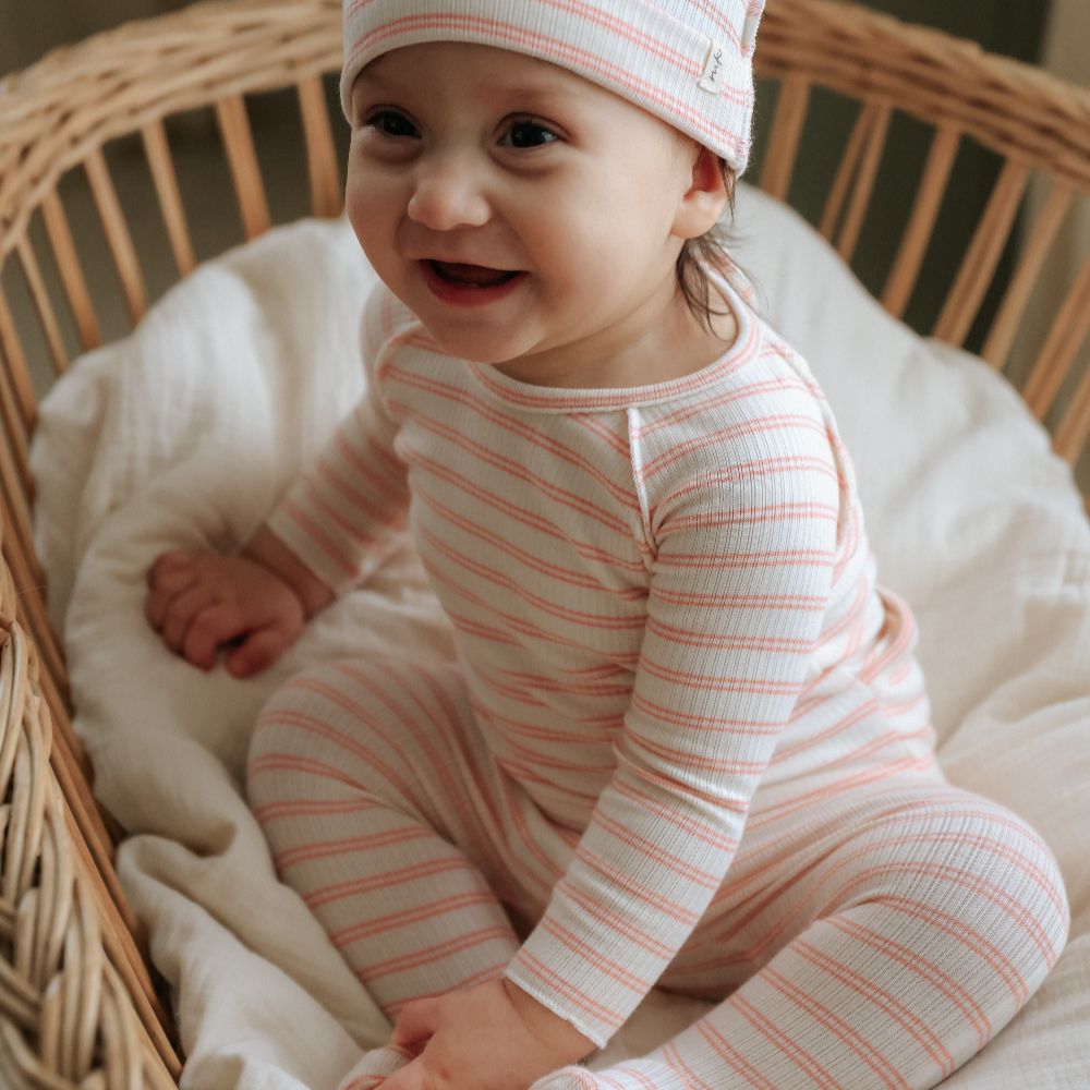 Rib Stripe Take Me Home Set - Pale Pink