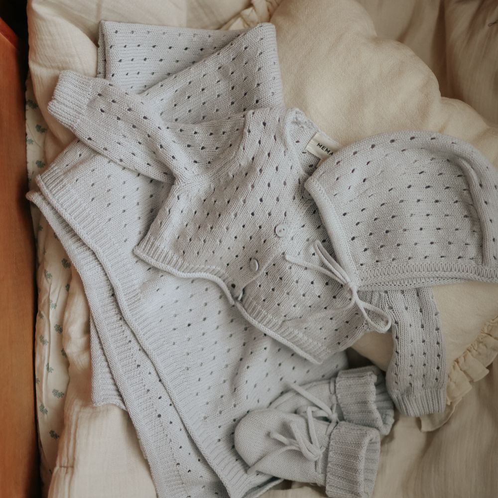 Pointelle Knit Blanket - Gray Dawn