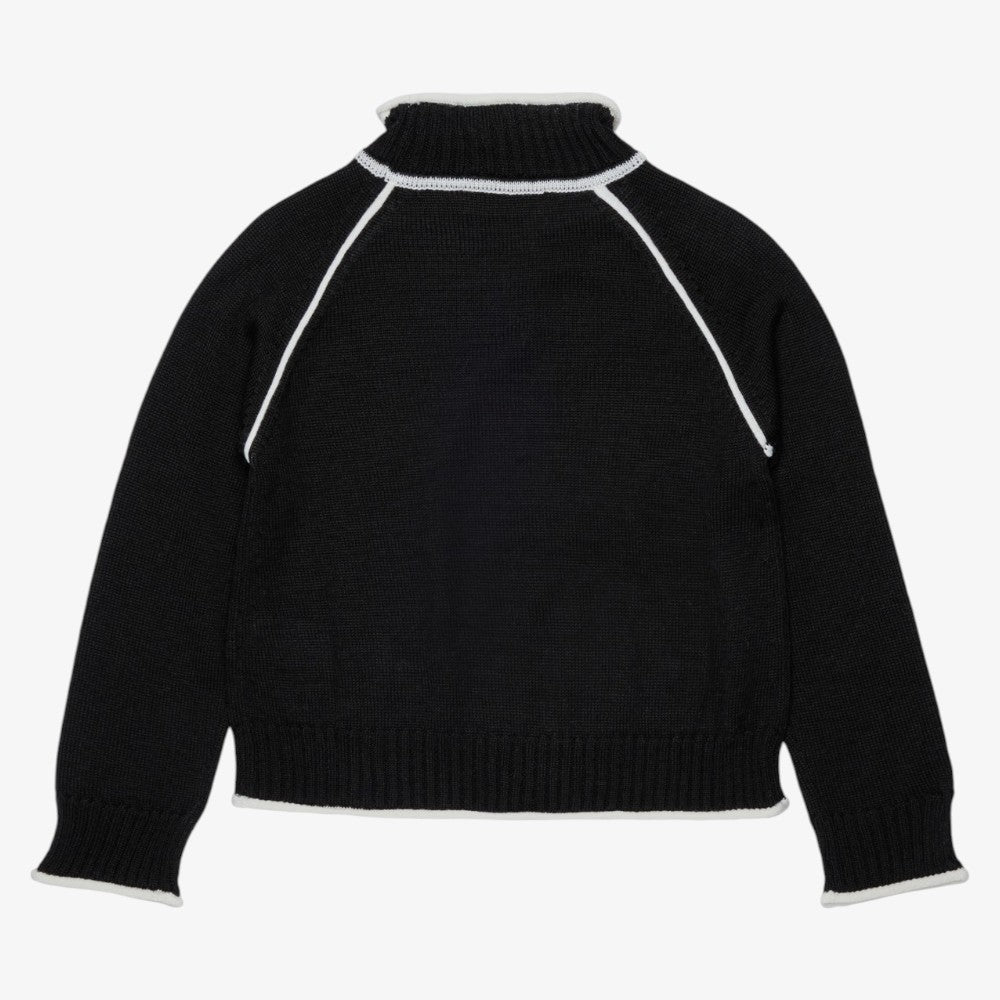 Contrast Stitching Turtleneck - Black