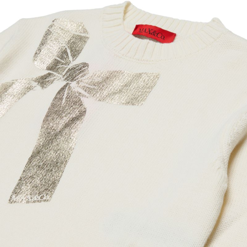 Metallic Bow Sweater - Ivory