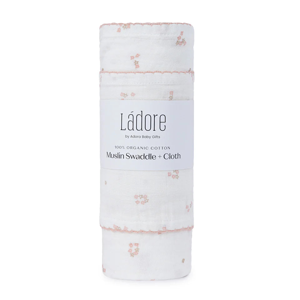 Floral Swaddle + Cloth - Blush