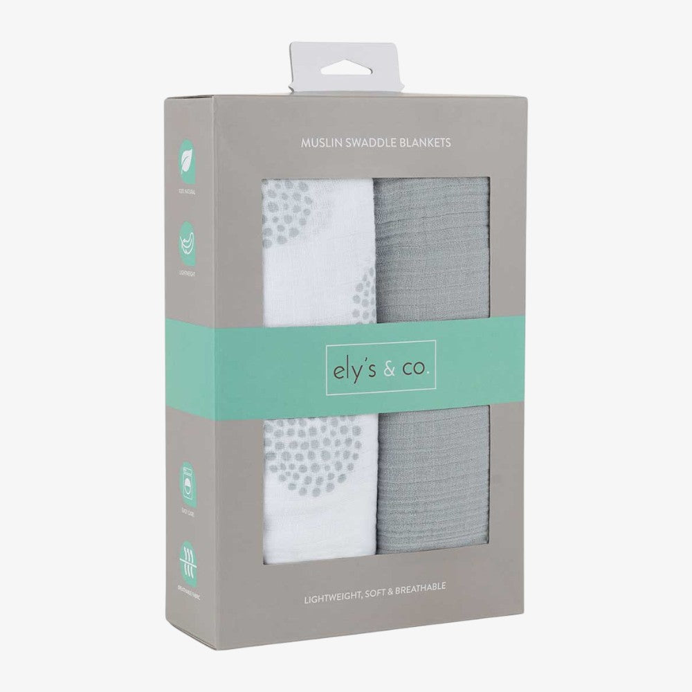 Muslin Swaddle 2 Pack - Misty Blue Dottie