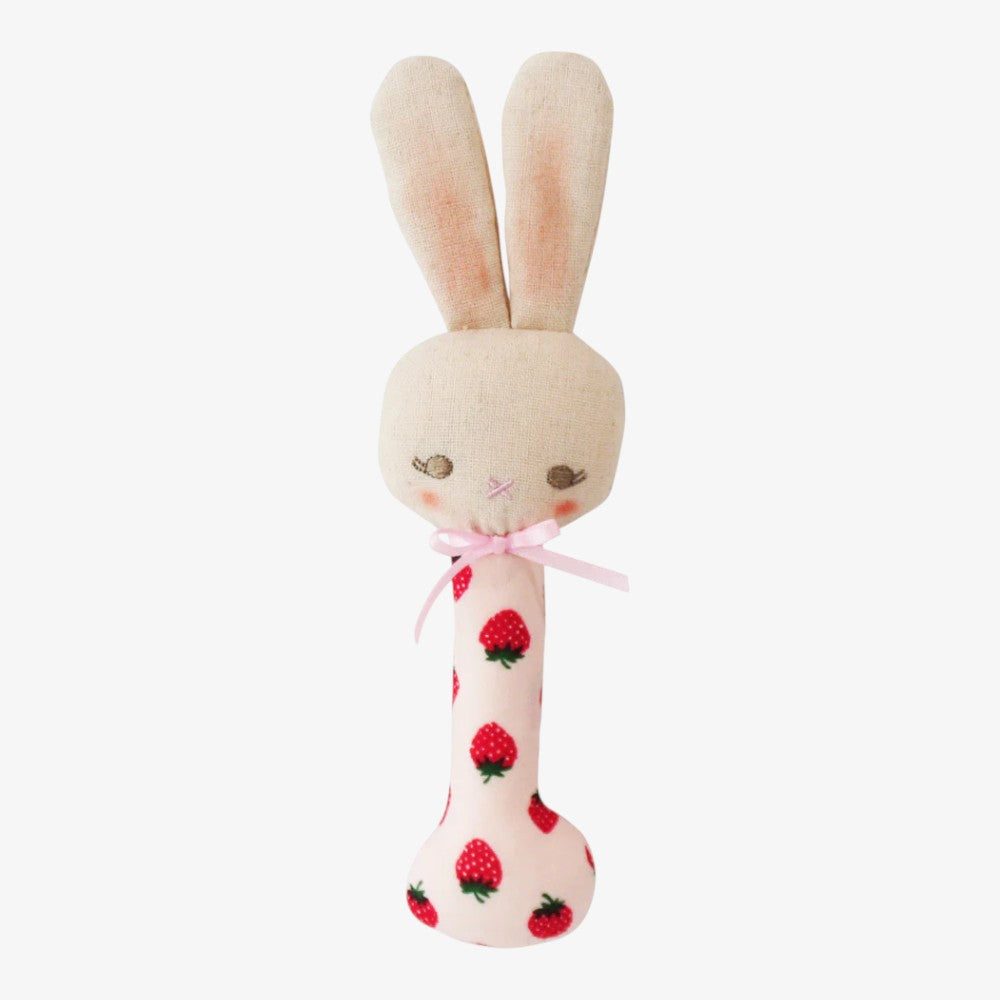 Baby Bunny Stick Rattle - Strawberry