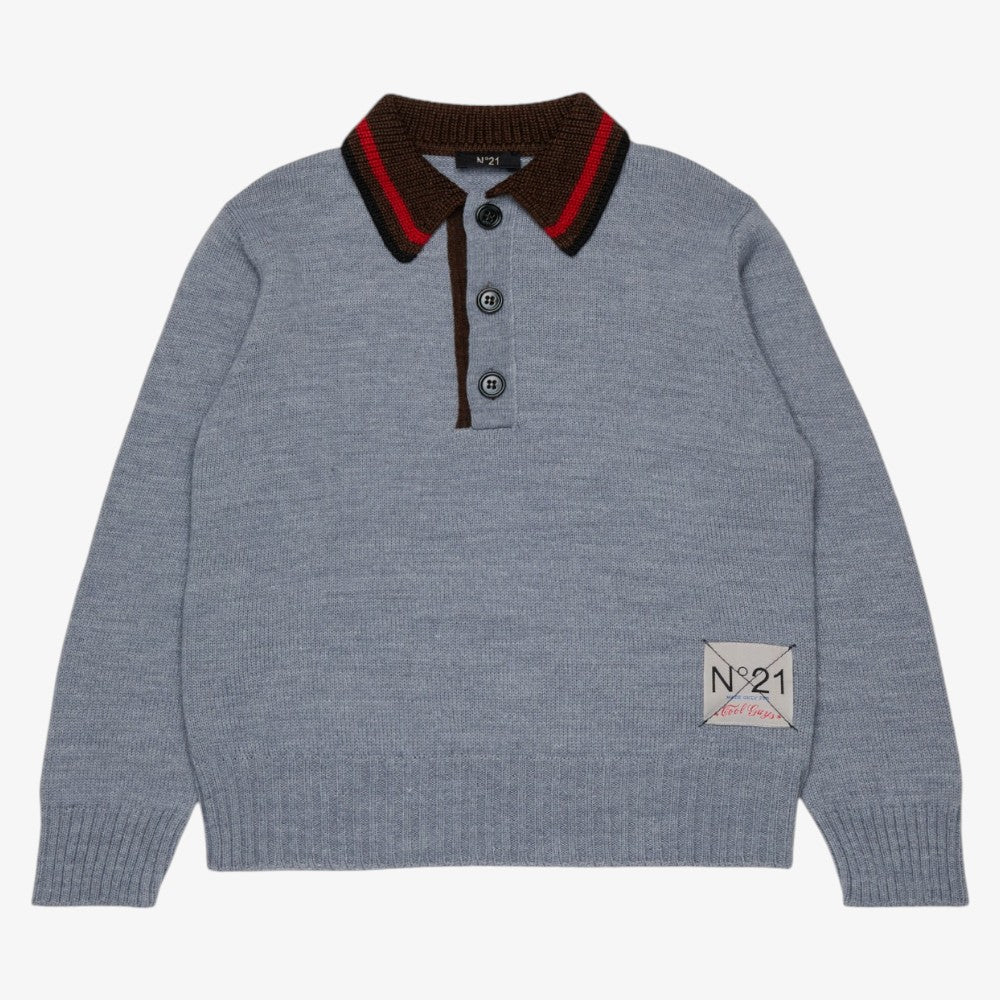Knit Polo Sweater - Grey