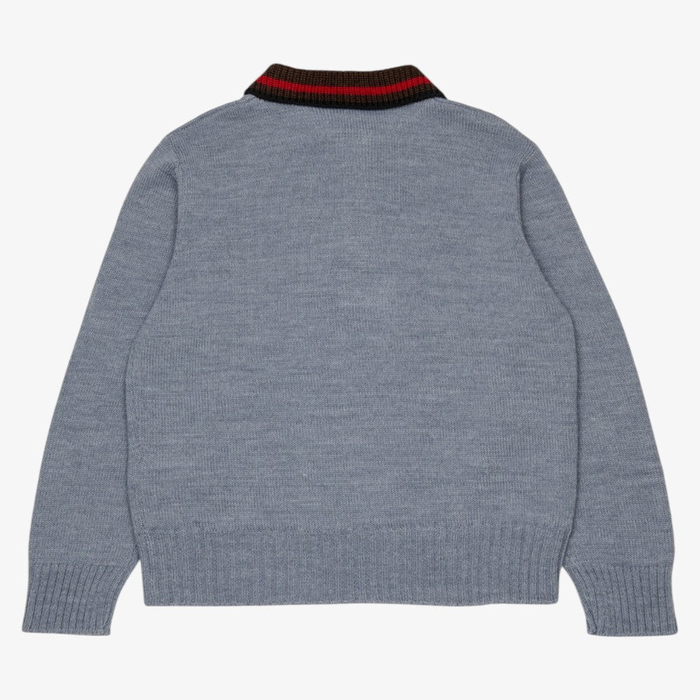 Knit Polo Sweater - Grey