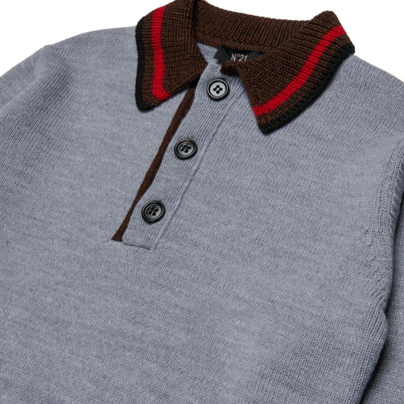 Knit Polo Sweater - Grey