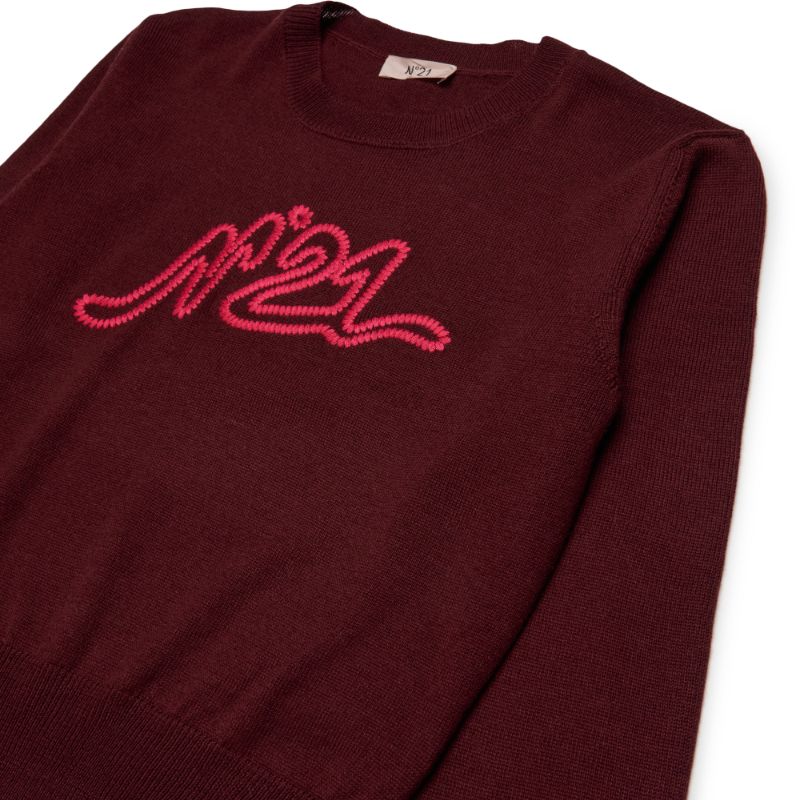 Contrast Logo Sweater - Maroon