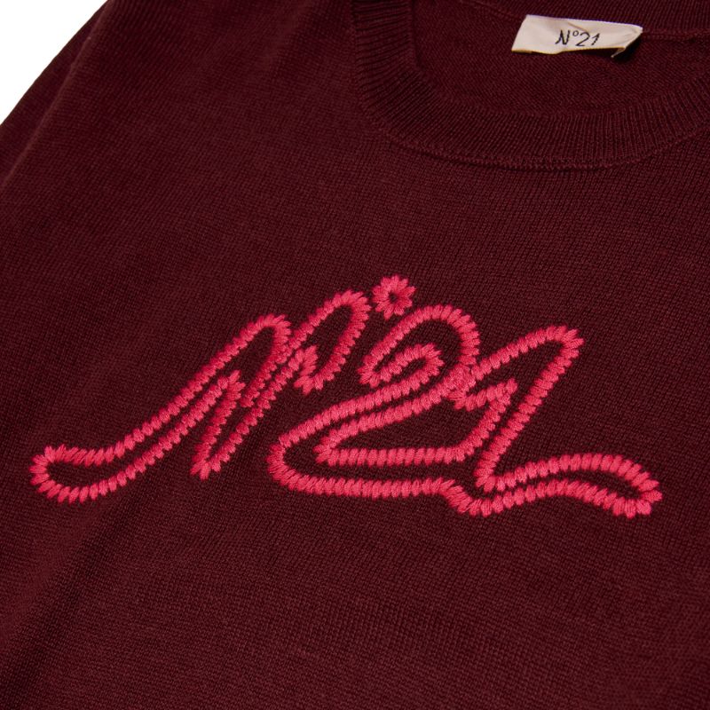 Contrast Logo Sweater - Maroon