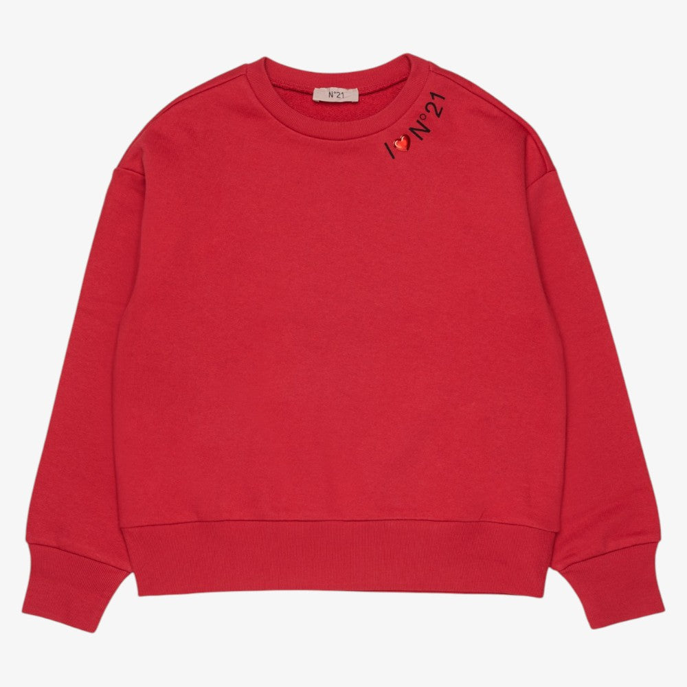 Heart Sweatshirt - Coral Red