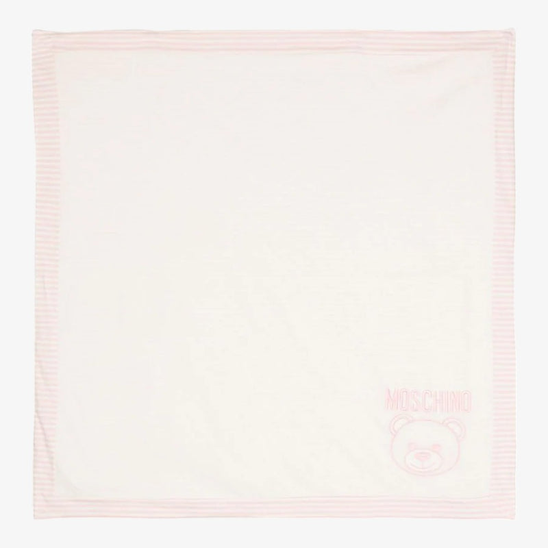 Logo Striped Embroidered Blanket - Sugar Pink
