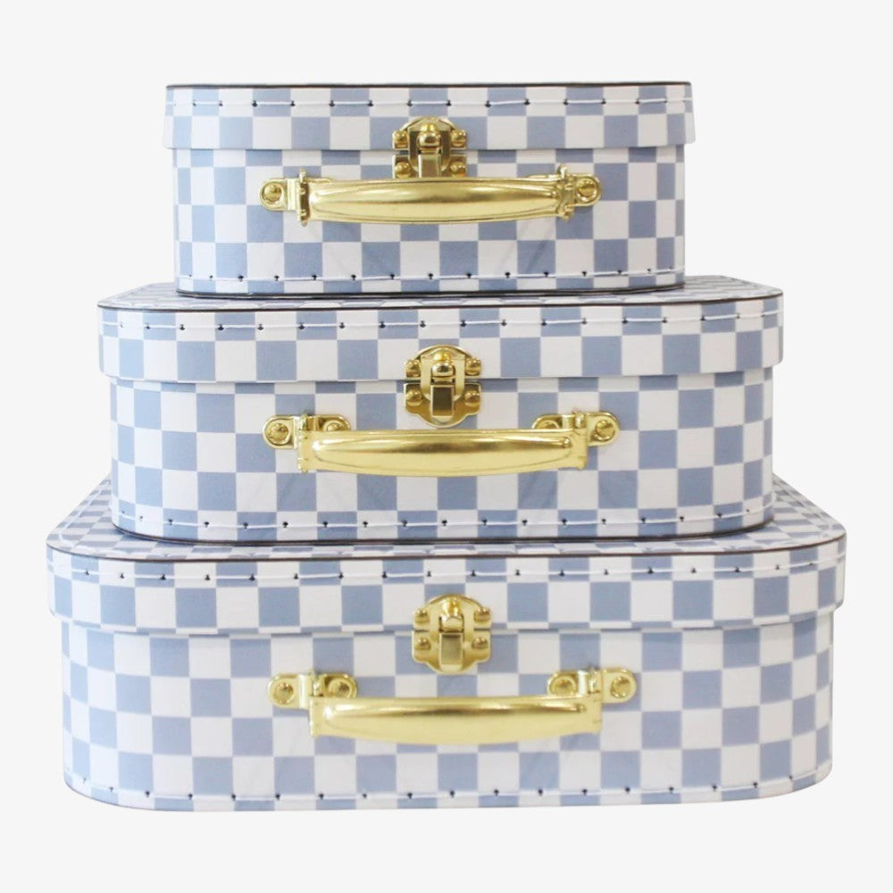 KIDS CARRY CASE SET - Blue Check