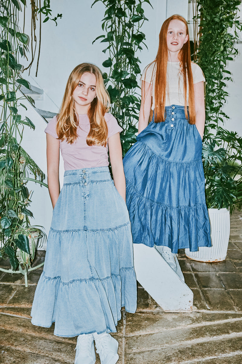 Jouet Tiered Skirt - Denim