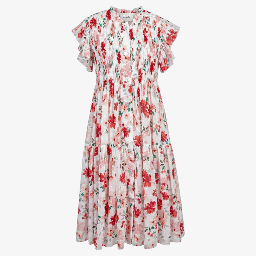 Roses Dress - Ivory & Red