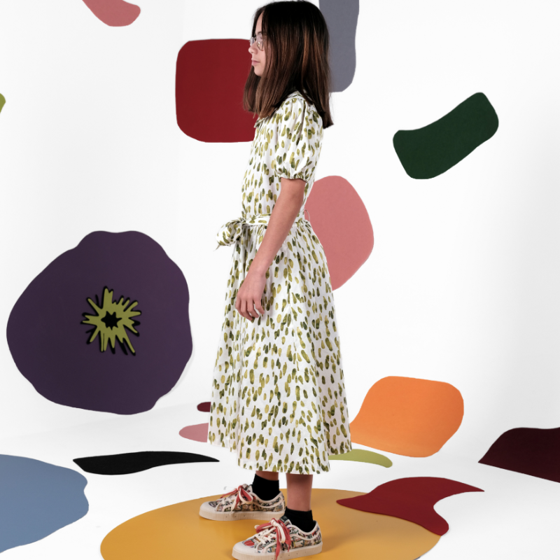 Elisabete Dress - White&green